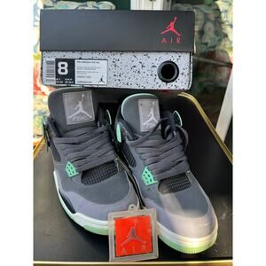 Air Jordan 4 Retro Green Glow Sneakers w/Box, Size 8